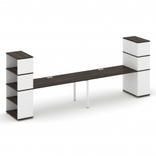 Concept Рабочая станция с опорными стеллажами с надставкой выс. CN.ORS-216 Дуб Мали/Белый Бриллиант/