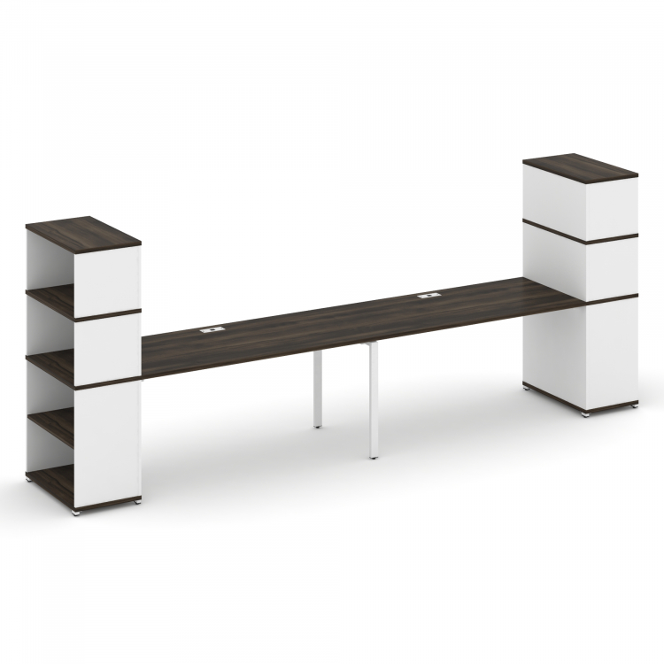 Concept Рабочая станция с опорными стеллажами с надставкой выс. CN.ORS-216 Дуб Мали/Белый Бриллиант/