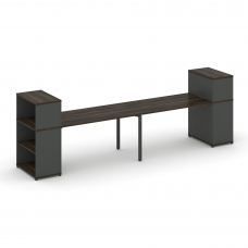 Concept Рабочая станция с опорными стеллажами с надставкой низ. CN.ORS-210 Дуб Мали/Антрацит/Металл