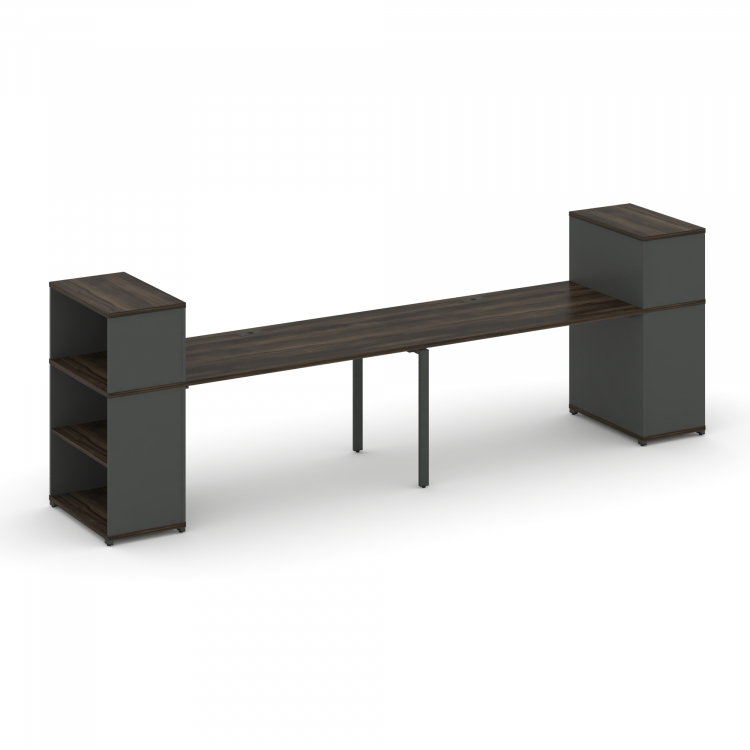 Concept Рабочая станция с опорными стеллажами с надставкой низ. CN.ORS-210 Дуб Мали/Антрацит/Металл