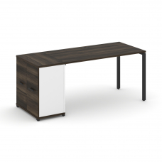 Concept Стол рабочий с опорным распаш. шкафом CN.SP-219 B Дуб Мали/Белый Бриллиант/Металл Черный 180