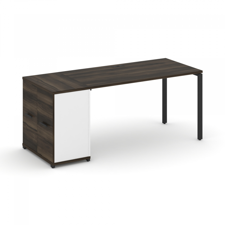 Concept Стол рабочий с опорным распаш. шкафом CN.SP-219 B Дуб Мали/Белый Бриллиант/Металл Черный 180