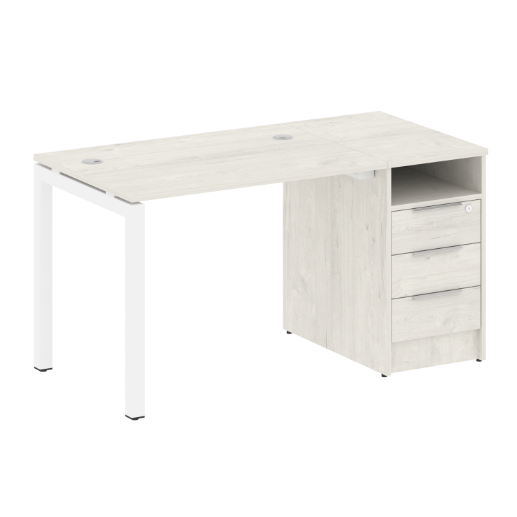 Metal System Quattro Рабочая станция с тумбой на П-образном м/к 50БП.РС-СТП-1.1 Дуб Наварра/Металл Б