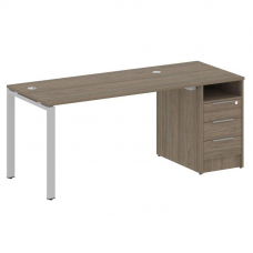 Metal System Рабочая станция с тумбой на П-образном м/к БП.РС-СТП-1.3 Вяз Благородный/Металл Серый 1