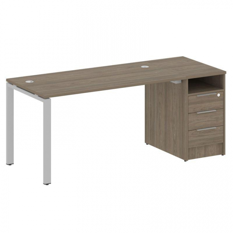Metal System Рабочая станция с тумбой на П-образном м/к БП.РС-СТП-1.3 Вяз Благородный/Металл Серый 1
