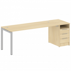 Metal System Quattro Рабочая станция с тумбой на П-образном м/к 50БП.РС-СТП-1.5 Акация Лорка/Металл