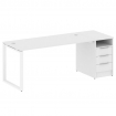 Metal System Рабочая станция с тумбой на О-образном м/к БО.РС-СТП-1.4 Белый/Металл Белый 2012*720*75