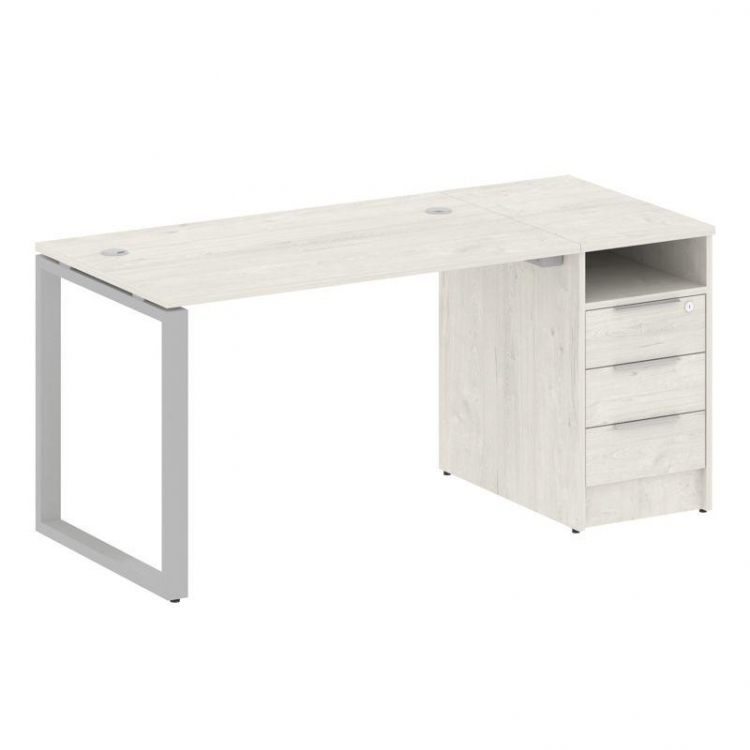 Metal System Рабочая станция с тумбой на О-образном м/к БО.РС-СТП-1.2 Дуб Наварра/Металл Серый 1612*