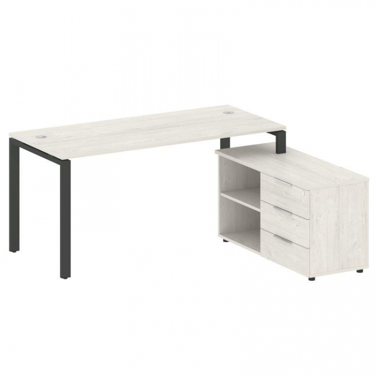 Metal System Рабочая станция с тумбой на П-образном м/к БП.РС-СТС-2.4 (R) Дуб Наварра/Металл Антраци