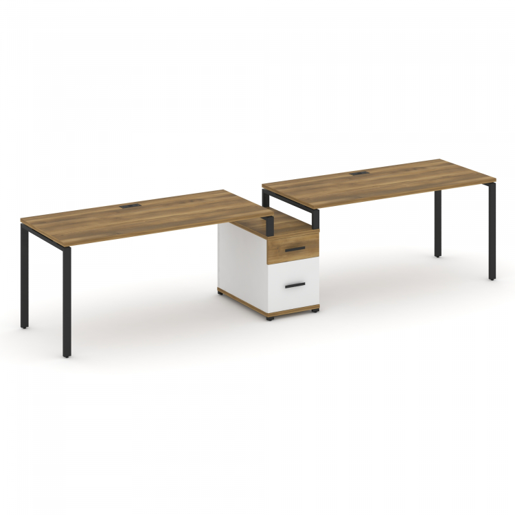 Concept Рабочая станция 2 места с 1 опорной тумбой CN.ORS-308 B Сандал Янтарный/Белый Бриллиант/Мета