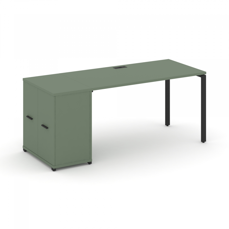 Concept Стол рабочий с опорным распаш. шкафом CN.SP-218 B Кобо/Металл Черный 1600*720*750