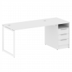 Metal System Quattro Рабочая станция с тумбой на О-образном м/к 40БО.РС-СТП-1.3 Белый/Металл Белый 1