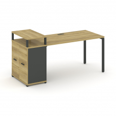 Concept Стол рабочий с опорным распаш. шкафом с верх. горизонтом CN.SP-222 A Дуб Винченцо/Антрацит/