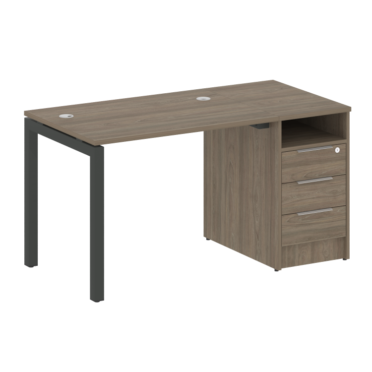 Metal System Quattro Рабочая станция с тумбой на П-образном м/к 50БП.РС-СТП-1.1 Вяз Благородный/Мета