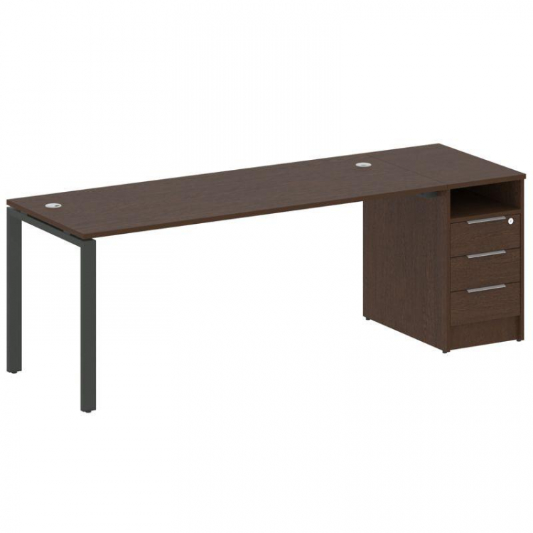 Metal System Рабочая станция с тумбой на П-образном м/к БП.РС-СТП-1.5 Венге Цаво/Металл Антрацит 221