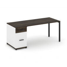 Concept Стол рабочий с 1 опорной тумбой CN.SP-407 B Дуб Мали/Белый Бриллиант/Металл Черный 1800*720*