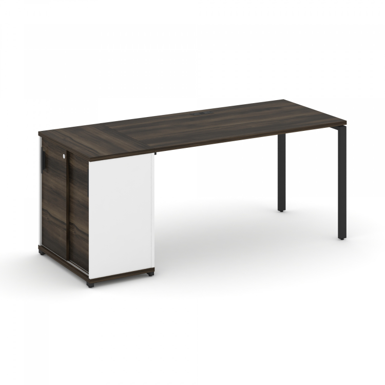 Concept Стол рабочий с опорным шкафом-купе CN.SP-235 B Дуб Мали/Белый Бриллиант/Металл Черный 1800*7