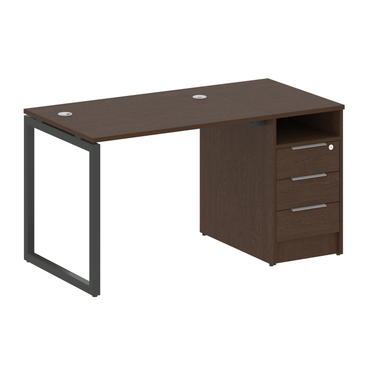 Metal System Quattro Рабочая станция с тумбой на О-образном м/к 40БО.РС-СТП-1.1 Венге Цаво/Металл Ан