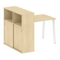 Metal System Стол письменный с шкафом-купе на А-образном м/к БА.РС-СШК-3.1 Т Акация Лорка/Металл Бел