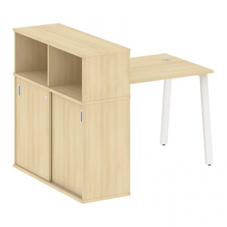 Metal System Стол письменный с шкафом-купе на А-образном м/к БА.РС-СШК-3.1 Т Акация Лорка/Металл Бел