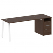 Metal System Рабочая станция с тумбой на А-образном м/к БА.РС-СТП-1.4 Венге Цаво/Металл Белый 2012*7