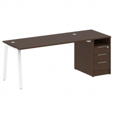 Metal System Рабочая станция с тумбой на А-образном м/к БА.РС-СТП-1.4 Венге Цаво/Металл Белый 2012*7