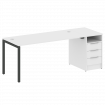 Metal System Quattro Рабочая станция с тумбой на П-образном м/к 40БП.РС-СТП-1.4 Белый/Металл Антраци