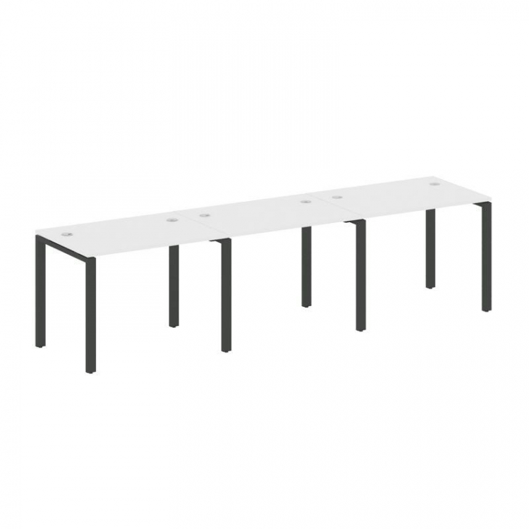 Metal System Рабочая станция на 3 места на П-образном м/к БП.СМ-3.1 Белый/Металл Антрацит 3000*720*7
