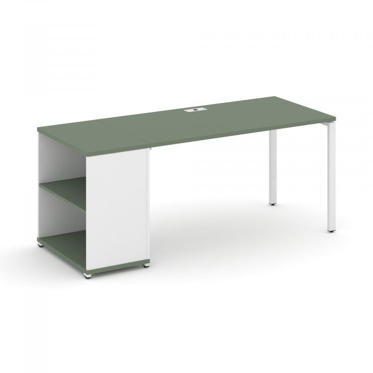 Concept Стол рабочий с опорным стеллажом CN.SP-202 Кобо/Белый Бриллиант/Металл Белый 1600*720*750