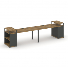 Concept Рабочая станция с опорными стеллажами с верх. горизонтами CN.ORS-208 Сандал Янтарный/Антраци