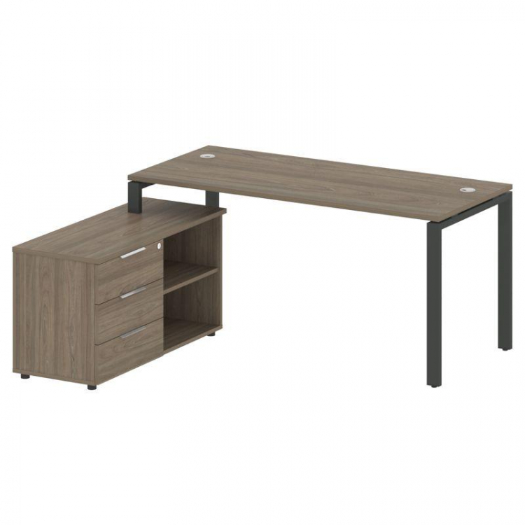 Metal System Рабочая станция с тумбой на П-образном м/к БП.РС-СТС-2.4 (L) Вяз Благородный/Металл Ант