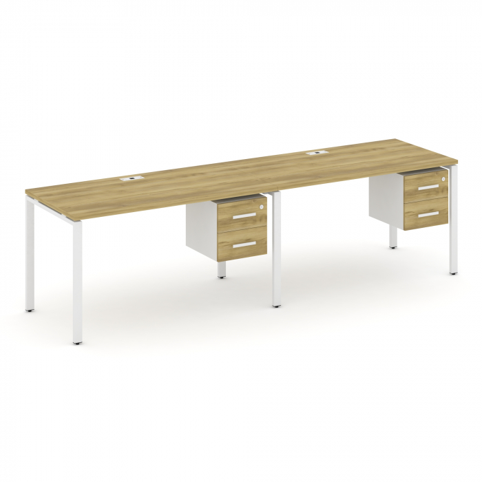 Concept Рабочая станция односторонняя с подвес. тумбами 2 места CN.ORS-115 W Дуб Винченцо/Белый Брил
