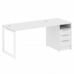 Metal System Quattro Рабочая станция с тумбой на О-образном м/к 50БО.РС-СТП-1.3 Белый/Металл Белый 1