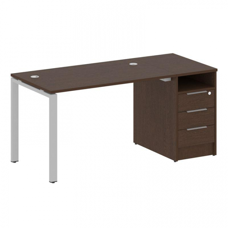Metal System Рабочая станция с тумбой на П-образном м/к БП.РС-СТП-1.2 Венге Цаво/Металл Серый 1612*7
