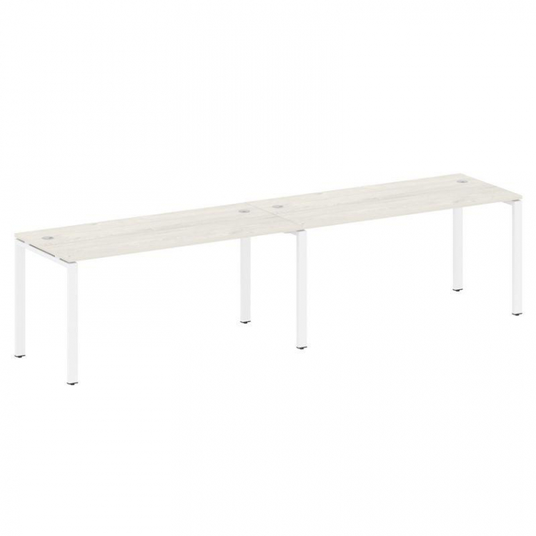 Metal System Рабочая станция на 2 места на П-образном м/к БП.СМ-2.4 Дуб Наварра/Металл Белый 3200*72