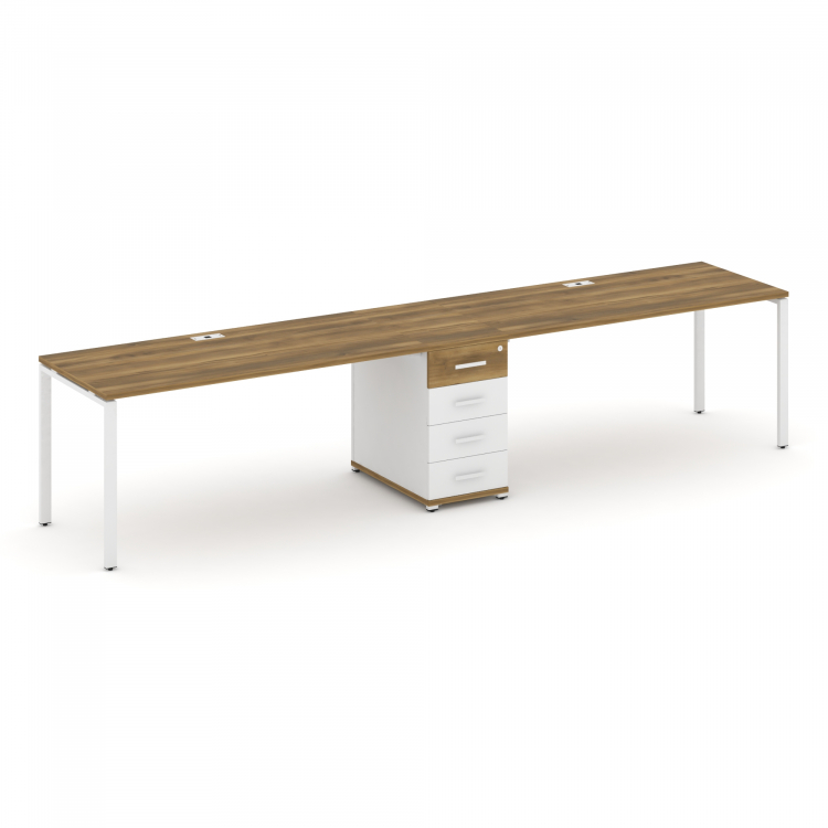 Concept Рабочая станция 2 места с 1 опорной тумбой CN.ORS-404 W Сандал Янтарный/Белый Бриллиант/Мета