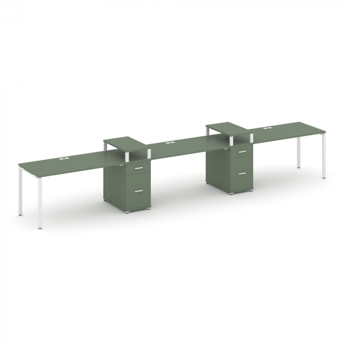 Concept Рабочая станция 3 места с 2 опорными тумбами CN.ORS-453 W Кобо/Металл Белый 3780*720*917