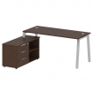 Metal System Рабочая станция с тумбой на А-образном м/к БА.РС-СТС-2.4 (L) Венге Цаво/Металл Серый 17