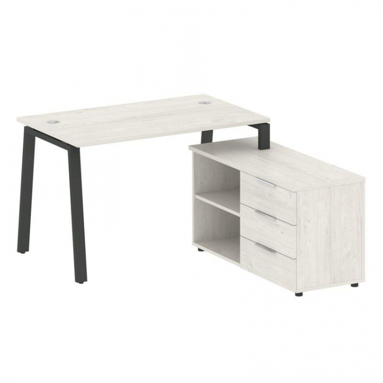 Metal System Рабочая станция с тумбой на А-образном м/к БА.РС-СТС-2.2 (R) Дуб Наварра/Металл Антраци