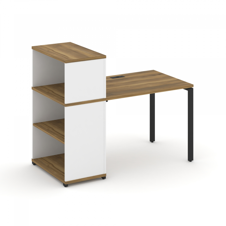 Concept Стол рабочий с опорным стеллажом с надставкой низ. CN.SP-209 Сандал Янтарный/Белый Бриллиант