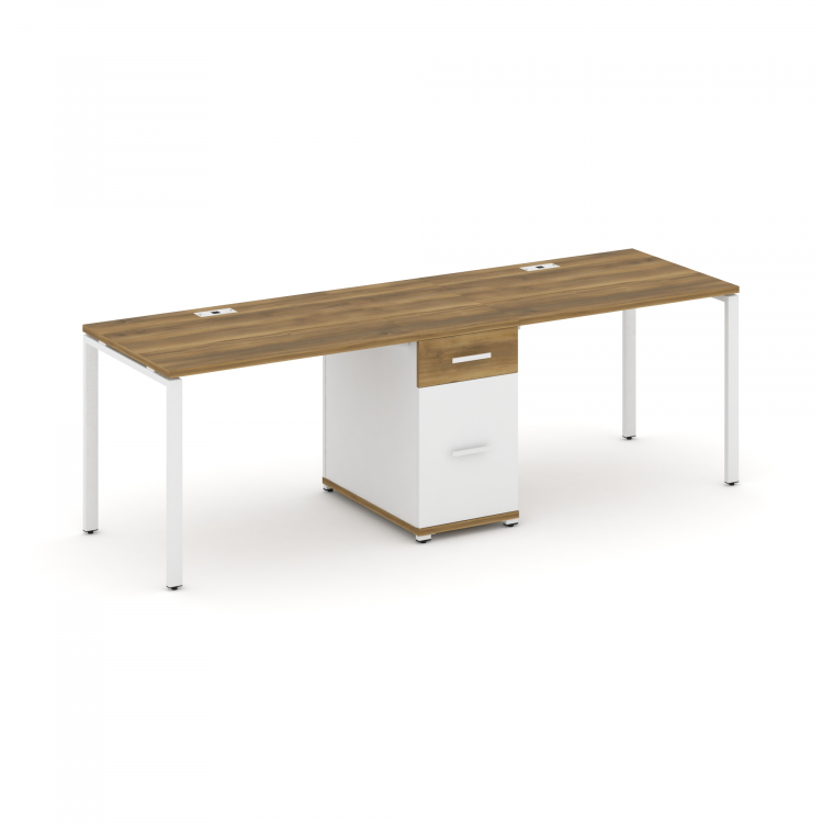 Concept Рабочая станция 2 места с 1 опорной тумбой CN.ORS-405 W Сандал Янтарный/Белый Бриллиант/Мета