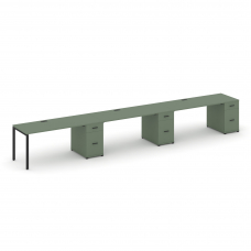 Concept Рабочая станция 3 места с 3 опорными тумбами CN.ORS-445 B Кобо/Металл Черный 4200*720*750