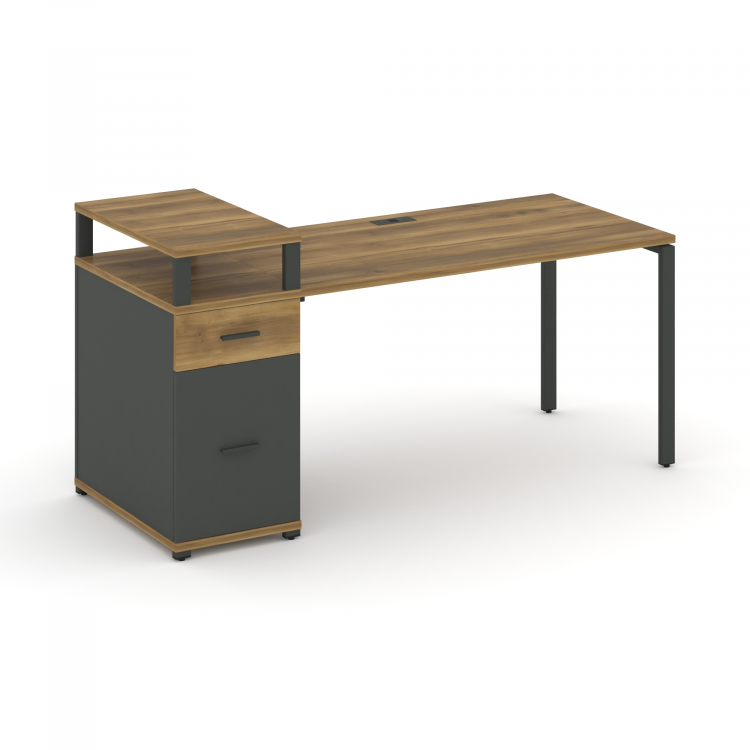 Concept Стол рабочий с 1 опорной тумбой CN.SP-416 A Сандал Янтарный/Антрацит/Металл Антрацит 2000*72