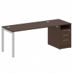 Metal System Quattro Рабочая станция с тумбой на П-образном м/к 50БП.РС-СТП-1.4 Венге Цаво/Металл Се