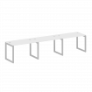 Metal System Quattro Рабочая станция на 3 места на О-образном м/к 50БО.СМ-3.2 Белый/Металл Серый 360