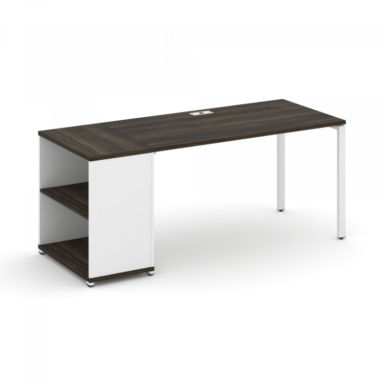 Concept Стол рабочий с опорным стеллажом CN.SP-203 Дуб Мали/Белый Бриллиант/Металл Белый 1800*720*75