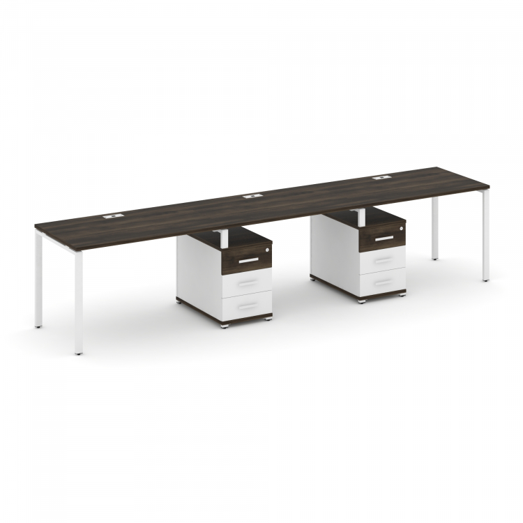 Concept Рабочая станция 3 места с 2 опорными тумбами CN.ORS-334 W Дуб Мали/Белый Бриллиант/Металл Бе