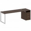 Metal System Quattro Рабочая станция с тумбой на О-образном м/к 40БО.РС-СТП-1.5 Венге Цаво/Металл Се