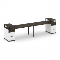Concept Рабочая станция 2 места с 2 опорными тумбами CN.ORS-431 B Дуб Мали/Белый Бриллиант/Металл Че