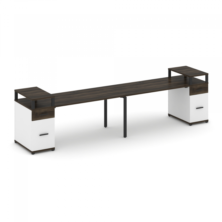 Concept Рабочая станция 2 места с 2 опорными тумбами CN.ORS-431 B Дуб Мали/Белый Бриллиант/Металл Че